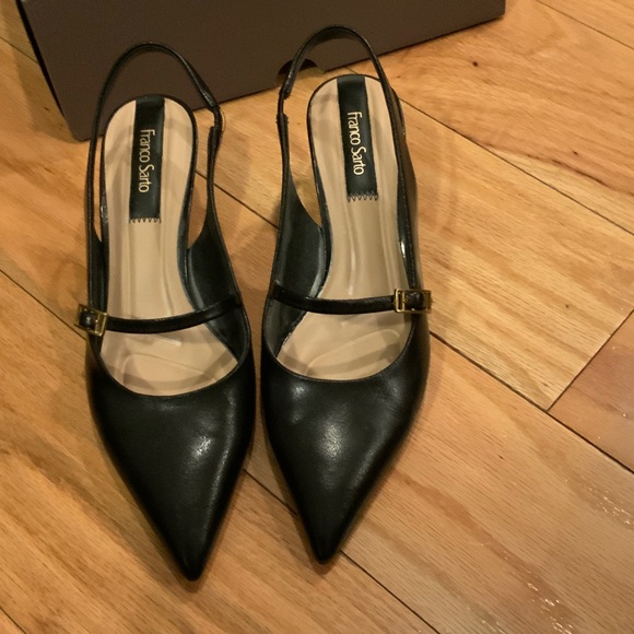 Franco Sarto Shoes - Franco Sarto Black Leather Slingback Heels